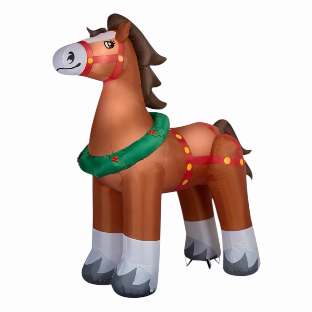 9 Ft Clydesdale Horse Large Christmas Inflatable & Lights Up - Holiday Time NEW
